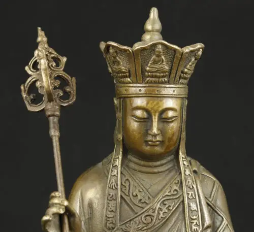 Izstrādāt Ķīniešu Veco Misiņa Iegūstama Handwork Budas Statuja Attēls 1